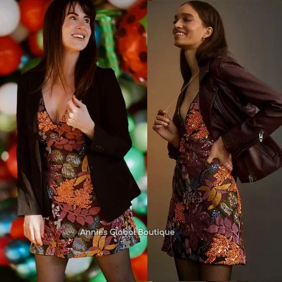 RARE NWT ANTHROPOLOGIE Sequined Embroidered Cut-Out Mini Dress. Size 20W - Picture 16 of 16